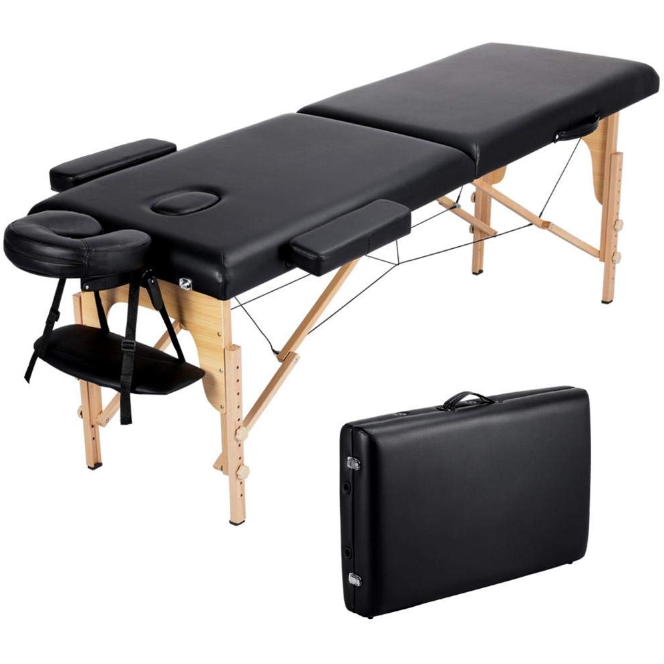 Woodden Portable Foldable Spa Massage Tables/Beauty Bed with Headrest and Armrest Salon Furniture, 60 cm Width, 250 kg Bearing