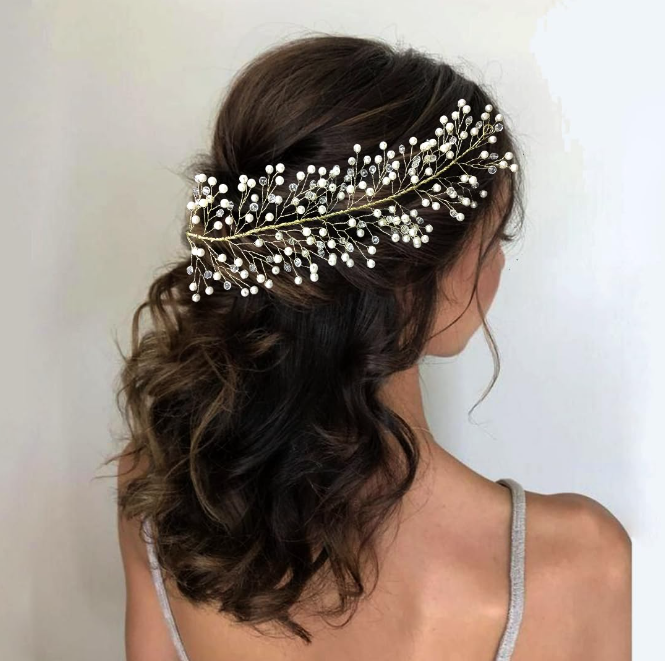 Artificial Stone and Pearls Made Bridal Attractive Hair Pins/Juda Pin for Women and Girls (Silver)