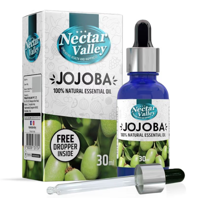 Neectar Valley Jojoba Essential Oil, 100% Natural Aromatherapy Oil For Hair, Skin, Face Care
